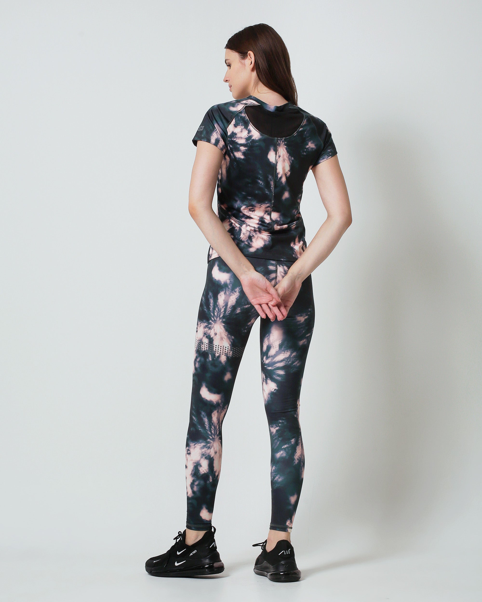 Lola tie dye high waist Legging - Army Green/Coral