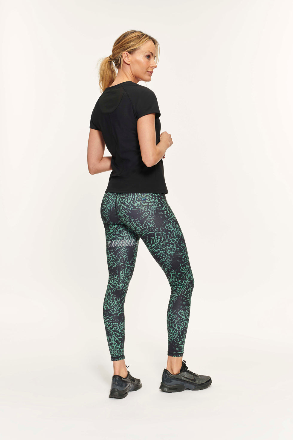 Lola Leaves Leggings mit hoher Taille – Grüner Leopard