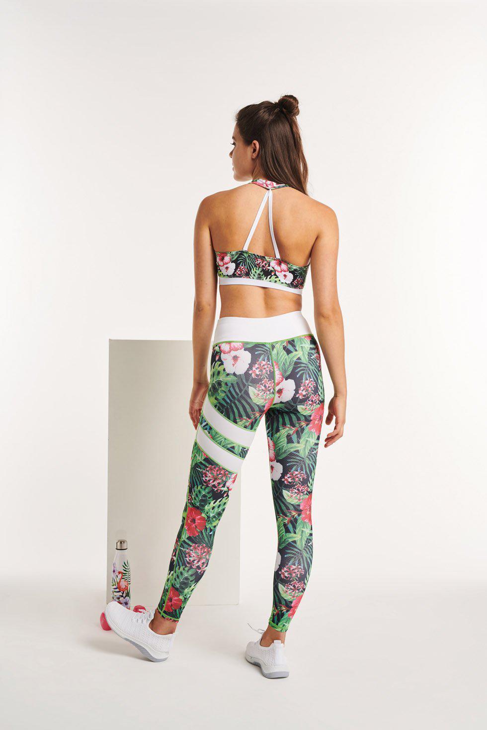 Fleur Sport Bra Top - White & Green