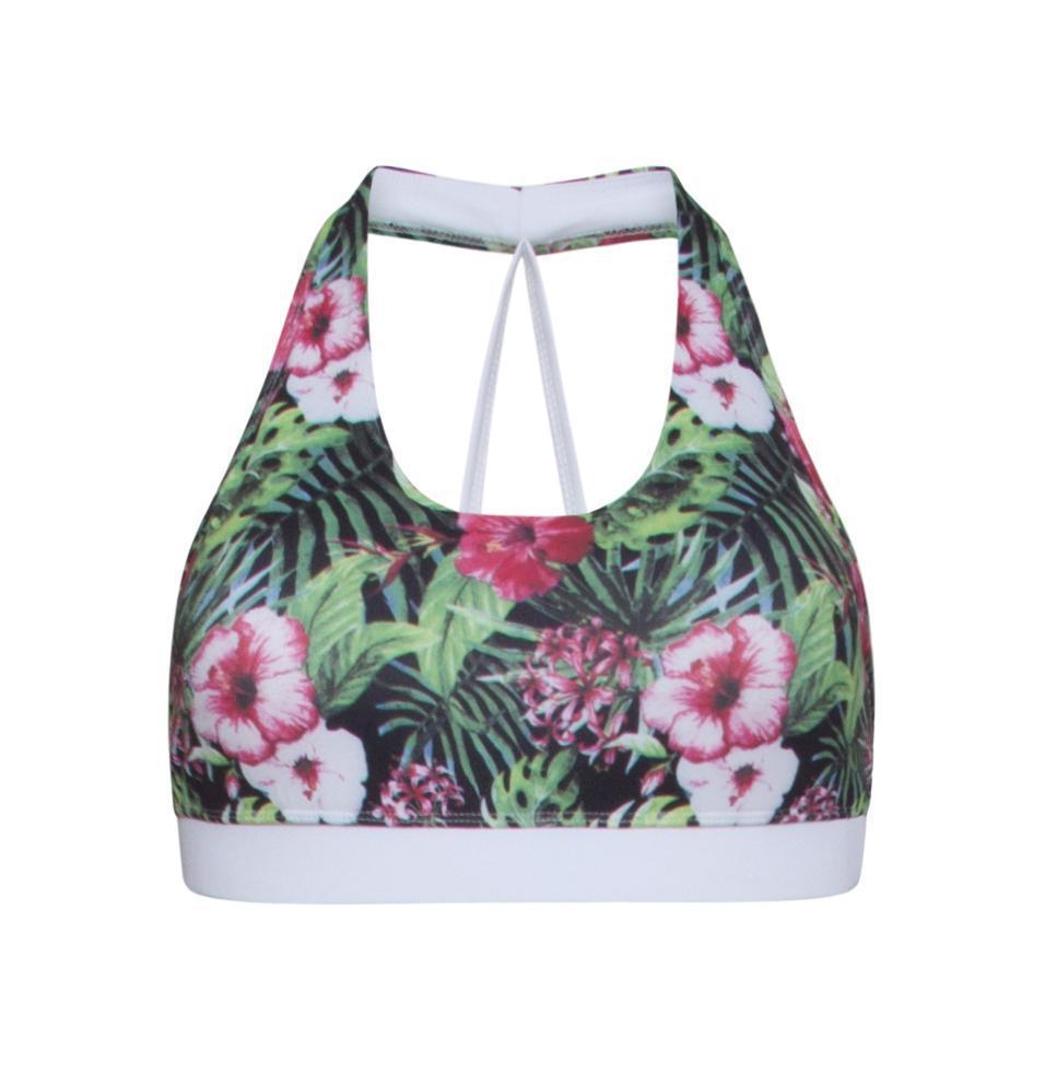 Fleur Sport Bra Top - White & Green