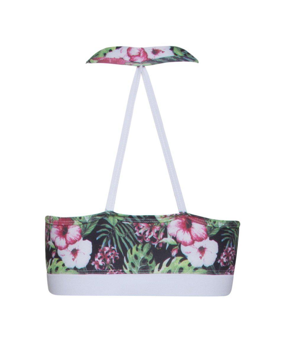 Fleur Sport Bra Top - White & Green