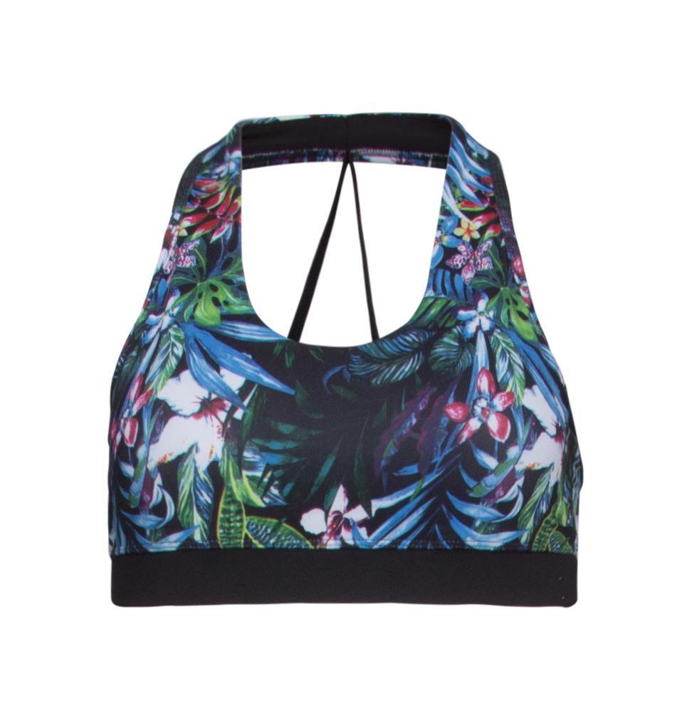 Hannah Sport Bra Top - Black & Light Blue