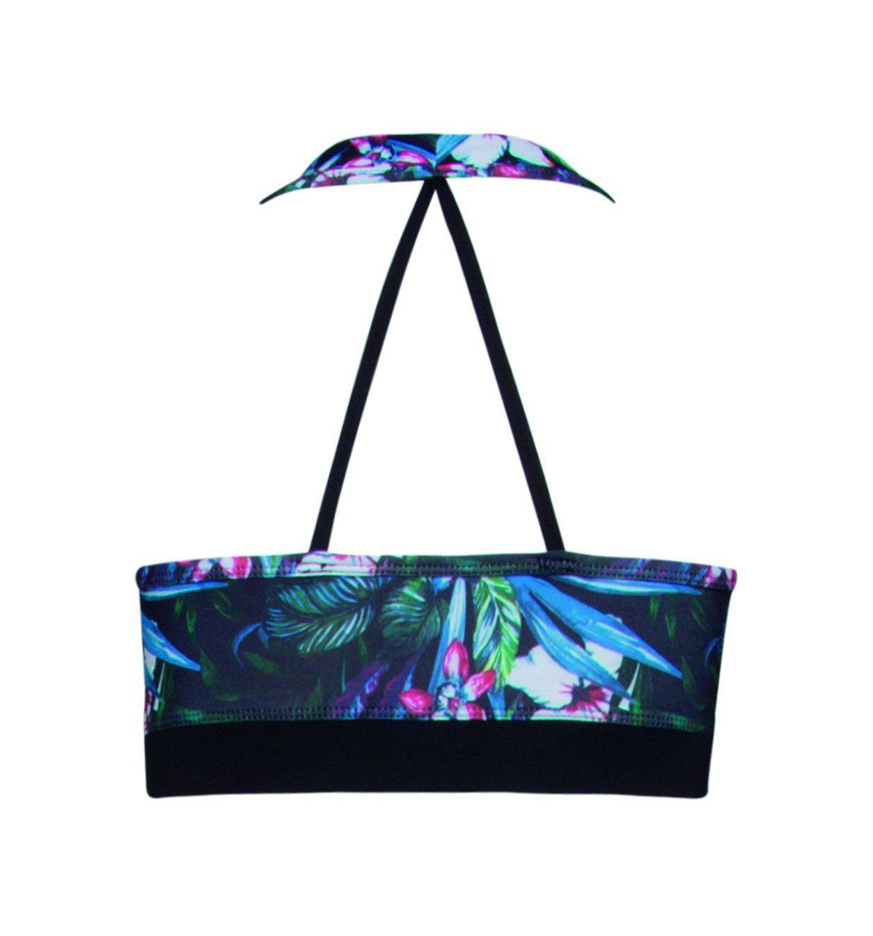 Hannah Sport Bra Top - Black & Light Blue