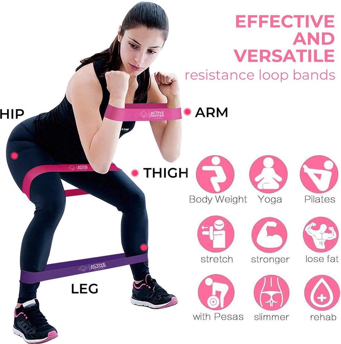 Active Panther Weerstandbanden - Weerstandsband - Booty band - resistance band set - Weerstandsbanden Set - 5 stuks - elastiek band fitness - Fitness Elastieken Fitnessbanden Loop Resistance - Banden - Gymnastiekband -