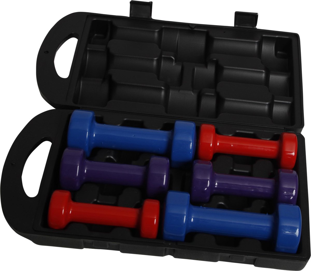 Dumbell set PVC - 10 kg met koffer