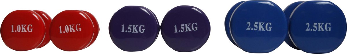 Dumbell set PVC - 10 kg met koffer