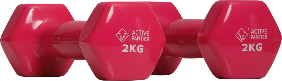 Active Panther Dumbbell set 2 X 2 KG - 4 kg totaal - Vinyl - Roze