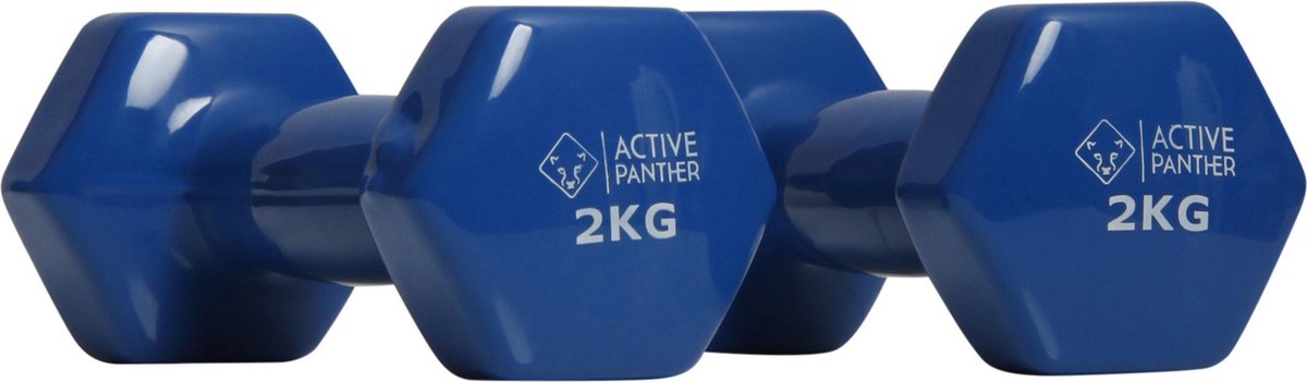 Active Panther Dumbbell set 2 X 2 KG - 4 kg totaal - Vinyl - Blauw