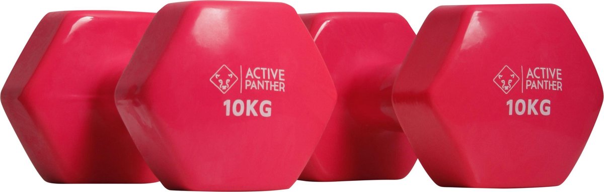 Active Panther Dumbbell set 2 X 10 KG - 20 kg totaal - Vinyl - Roze