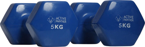 Active Panther Dumbbell set 2 X 5 KG - 10 kg totaal - Vinyl - Blauw