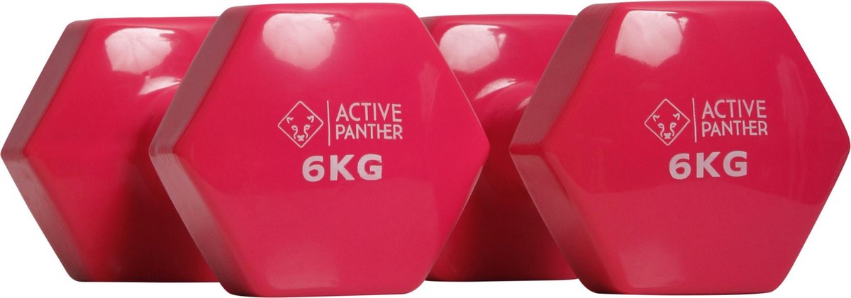 Active Panther Dumbbell set 2 X 6 KG - 12 kg totaal - Vinyl - Roze