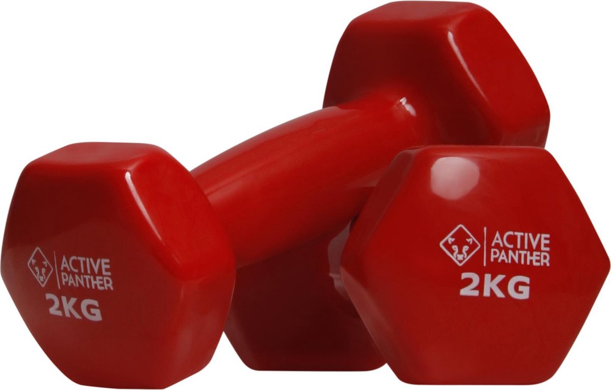 Active Panther Dumbbell setkg to 2 X 2 KG - 4 taal - Vinyl - Rood