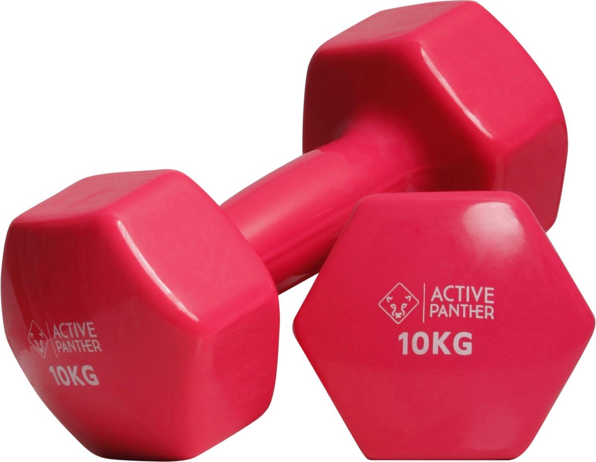 Active Panther Dumbbell set 2 X 10 KG - 20 kg totaal - Vinyl - Roze