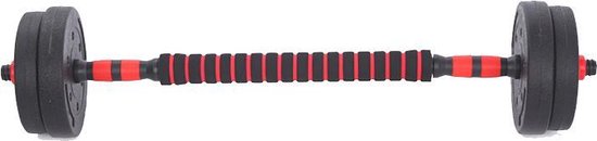 VERSTELBARE HALTER & DUMBELL SET 30298 – 30 KG TOTAAL ZWART/ROOD