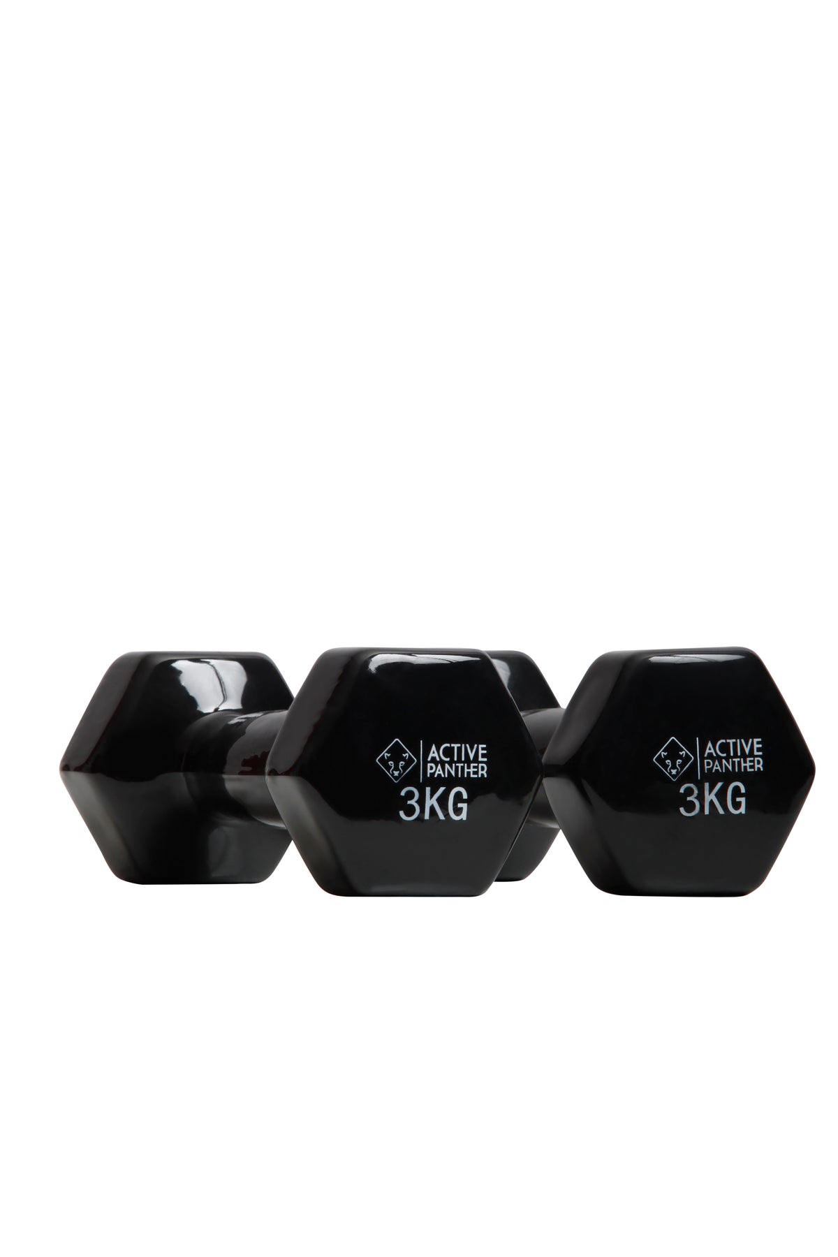 Active Panther Dumbbell set 2 x 3 kg - 6 kg totaal - Vinyl - Zwart