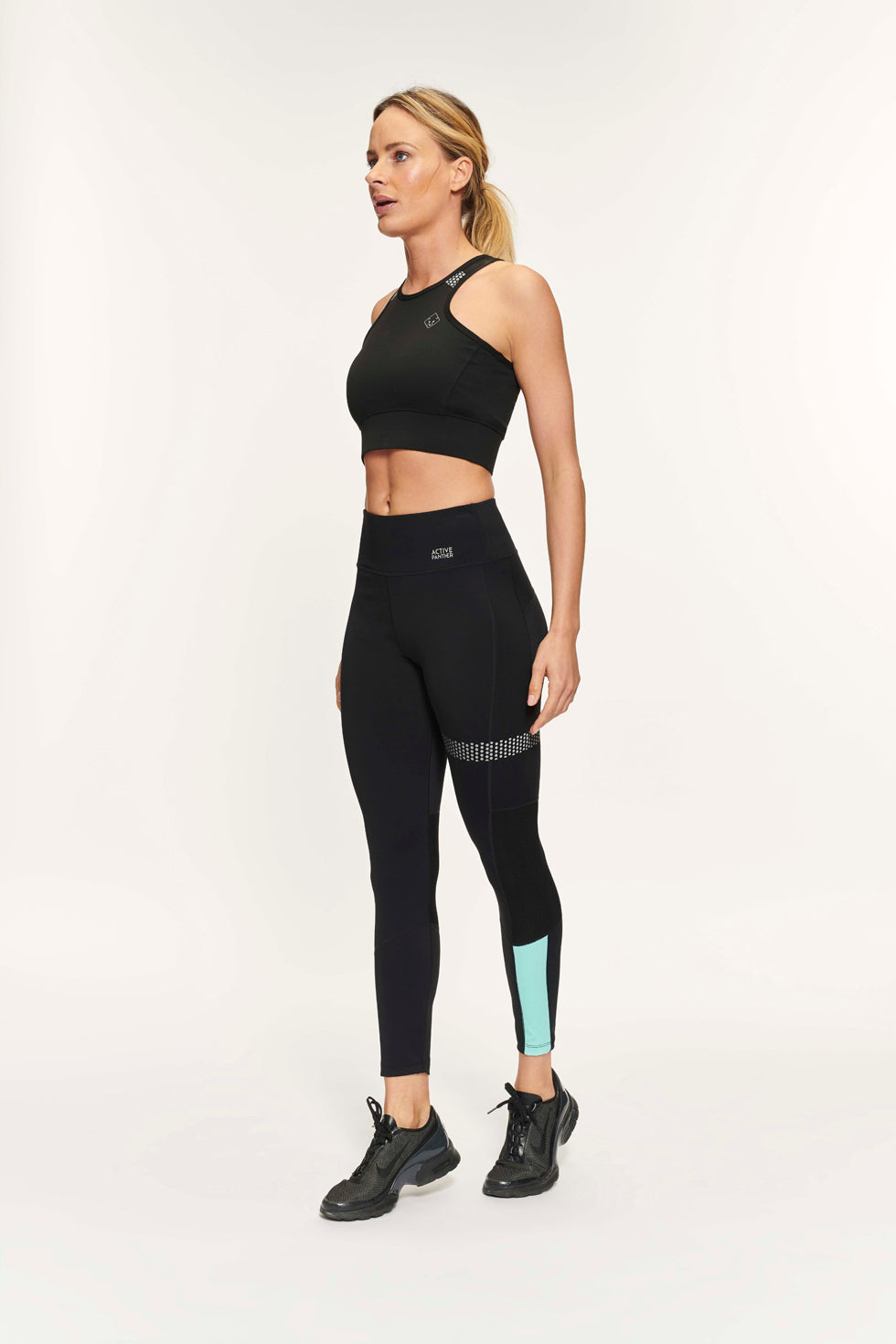 Active Panther - Zwart/Licht Blauw - Birgit stripe Legging