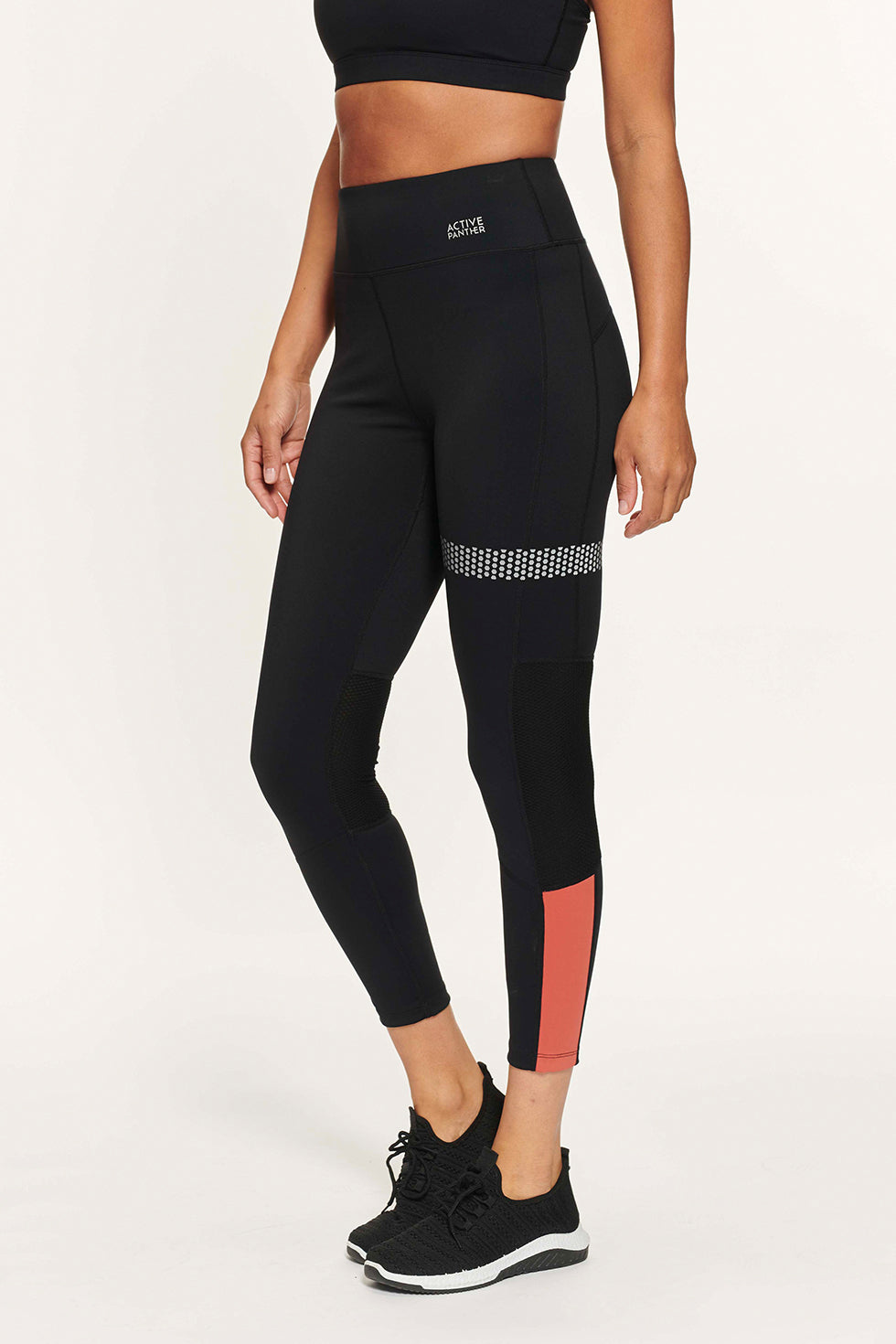 Birgit stripe Legging - Zwart/Coral
