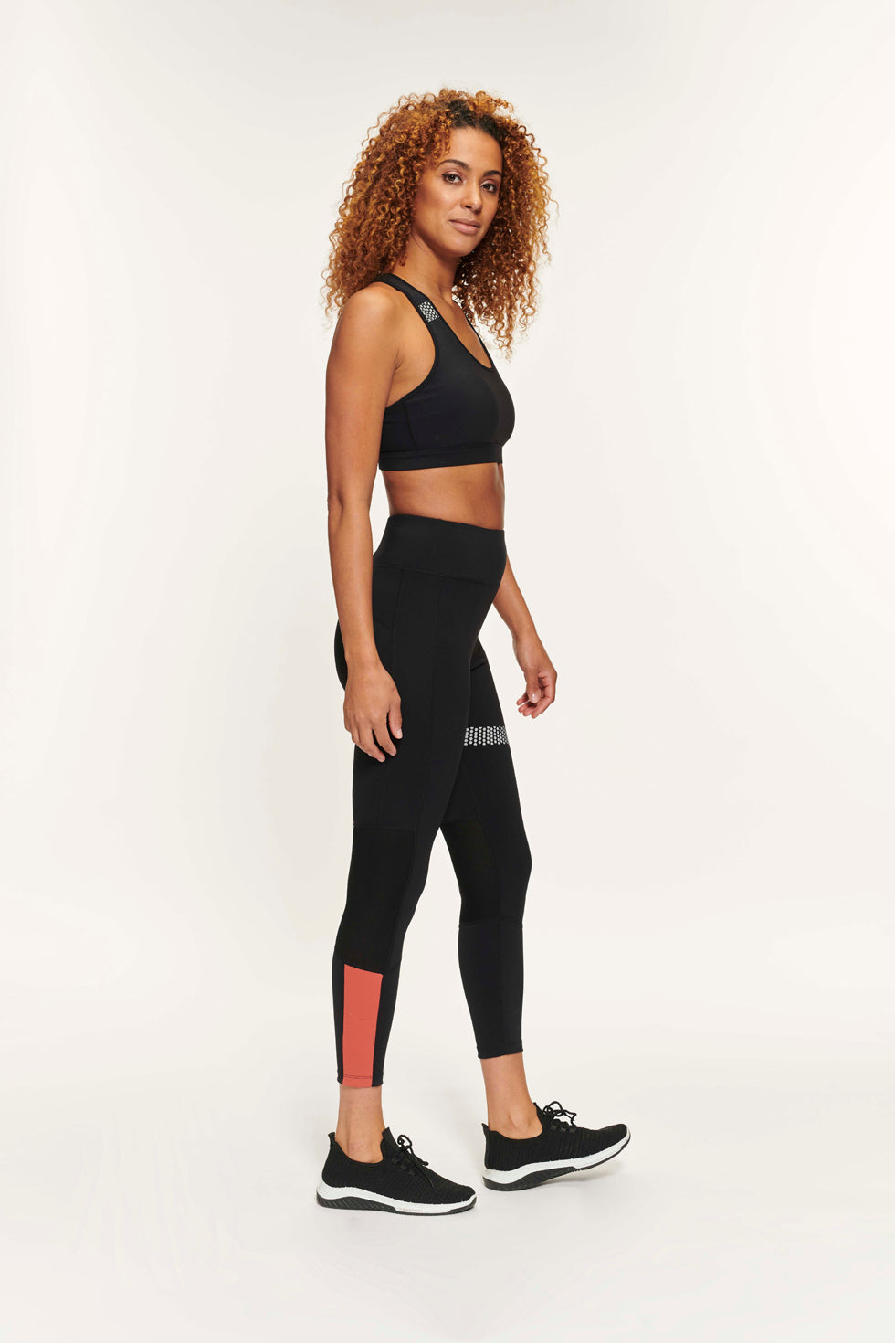 Birgit stripe Legging - Zwart/Coral