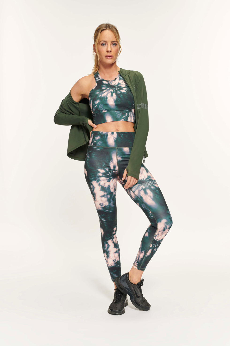 Jessy tanktop tie dye Top - Army Groen/Coral
