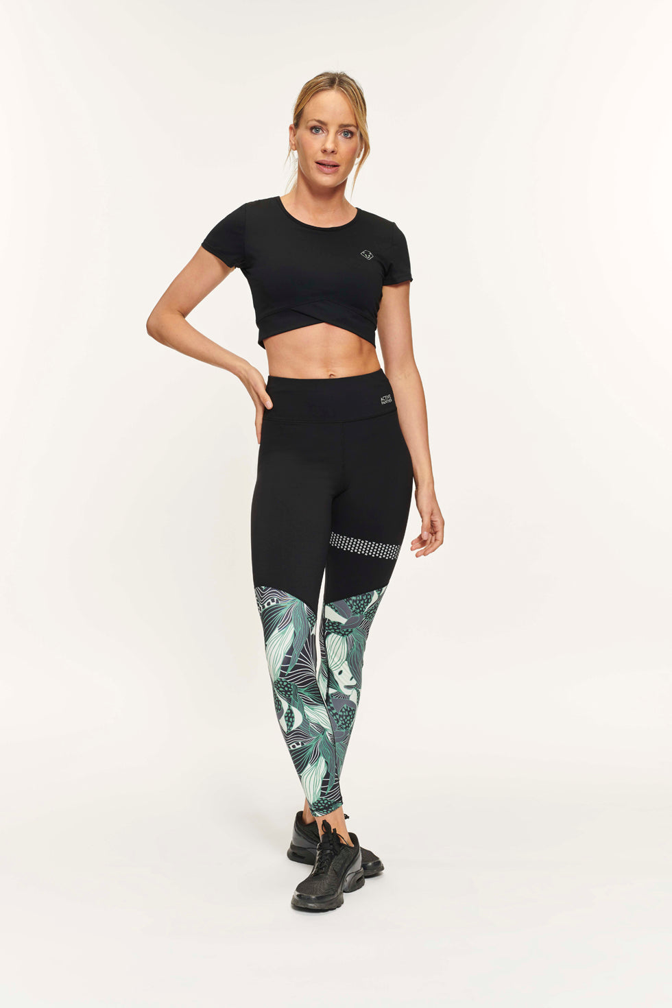 Active Panther - Groen/Zwart - Lola solid Leaves high waist Legging