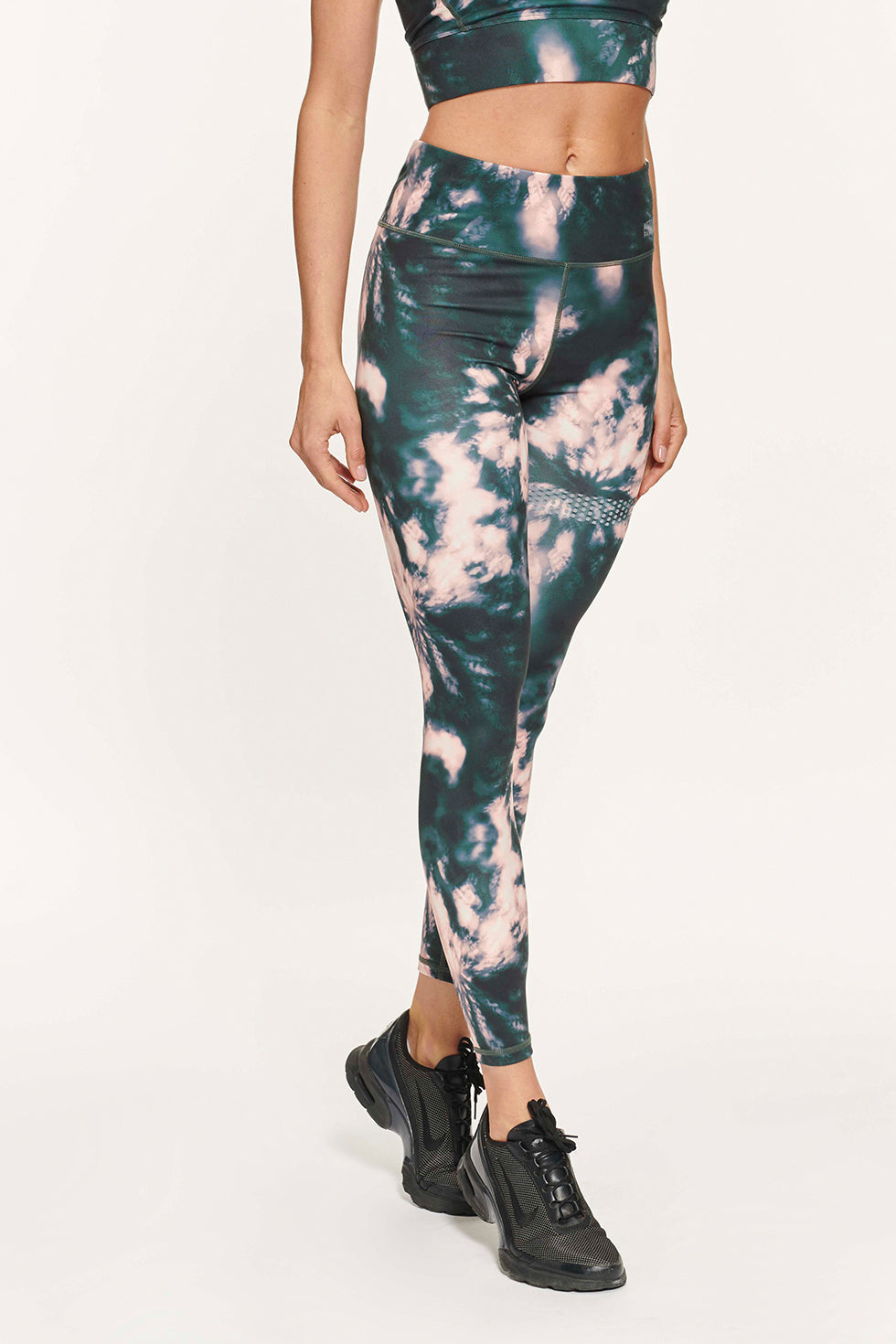 Lola tie dye high waist Legging - Army Groen/Coral