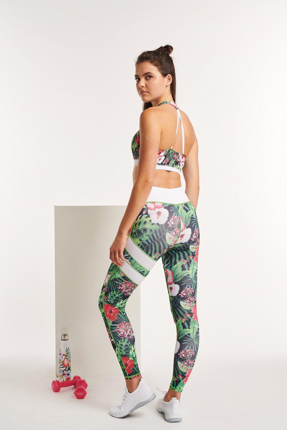 Active Panther - Wit & Groen - Fleur Sport Legging